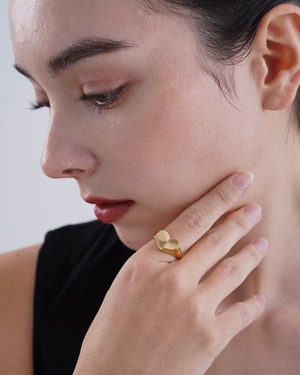 316L Heart signet ring［GOLD］#r182