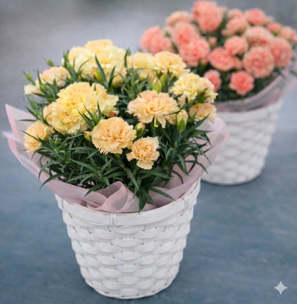 母の日　早期割　2026　カーネーション（5号鉢）バスケット　プレゼント　ギフト　産地直送