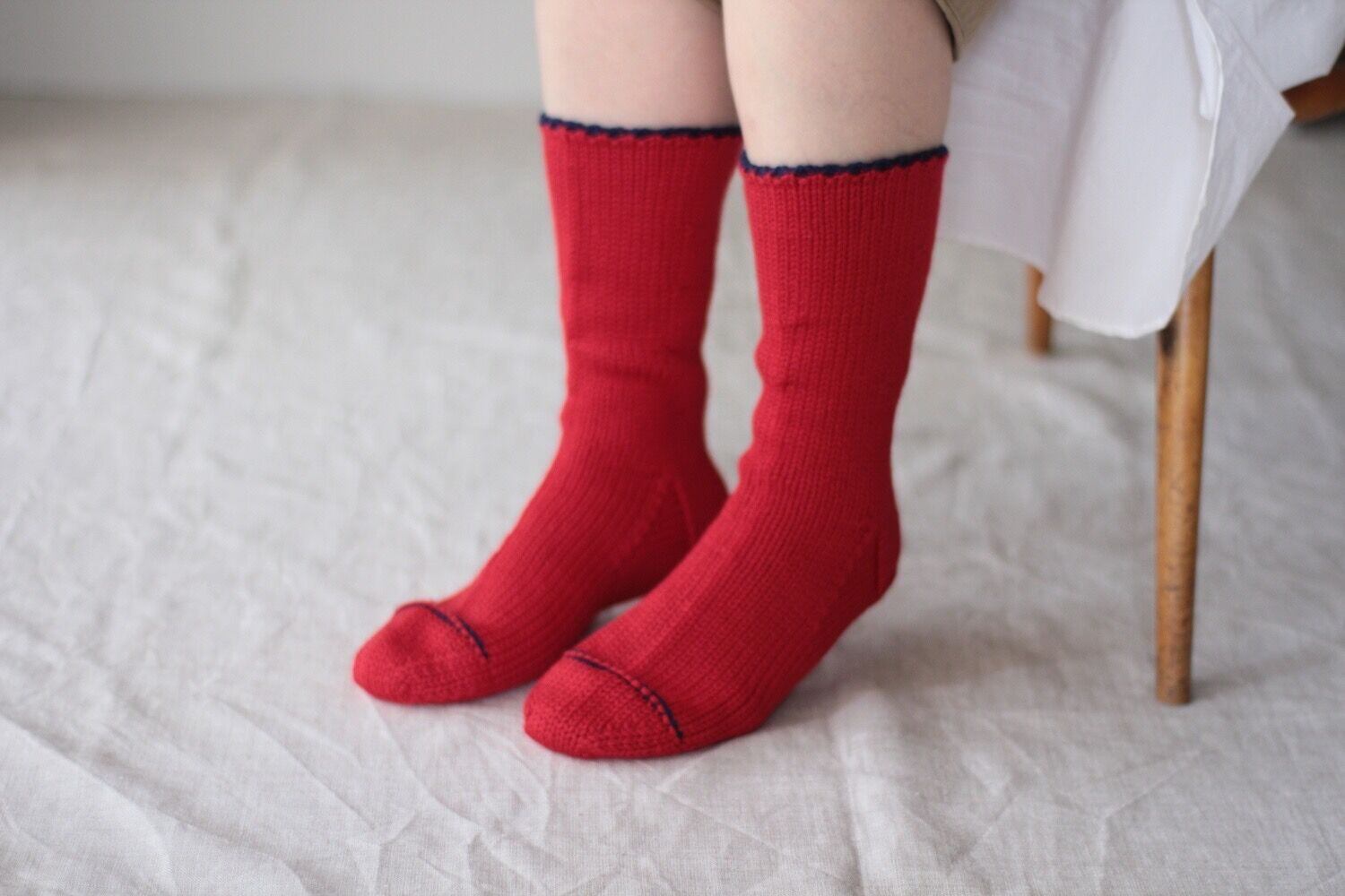 Meg KNITTING ウールプレーンソックス ライン入り 【Women