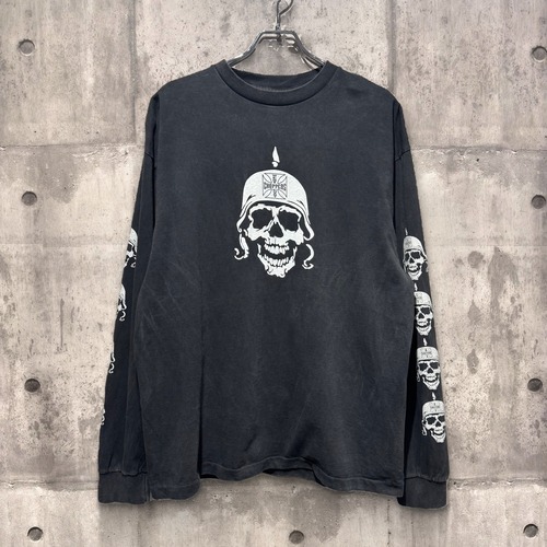 WEST COAST CHOPPERS ウエストコーストチョッパーズ 長袖Tシャツ ブラック スカル 両面プリント