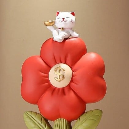 招き猫 猫 ネコ 花 フラワー 置物 オブジェ スピリチュアル 幸運 開運