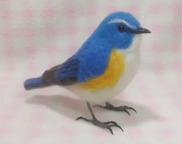 受注作成品】 ルリビタキ 野鳥 リアルサイズ♪ 羊毛フィギュア 野鳥 1