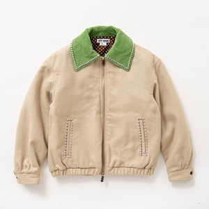 Big collar work jacket w/ bijou（BEIGE）