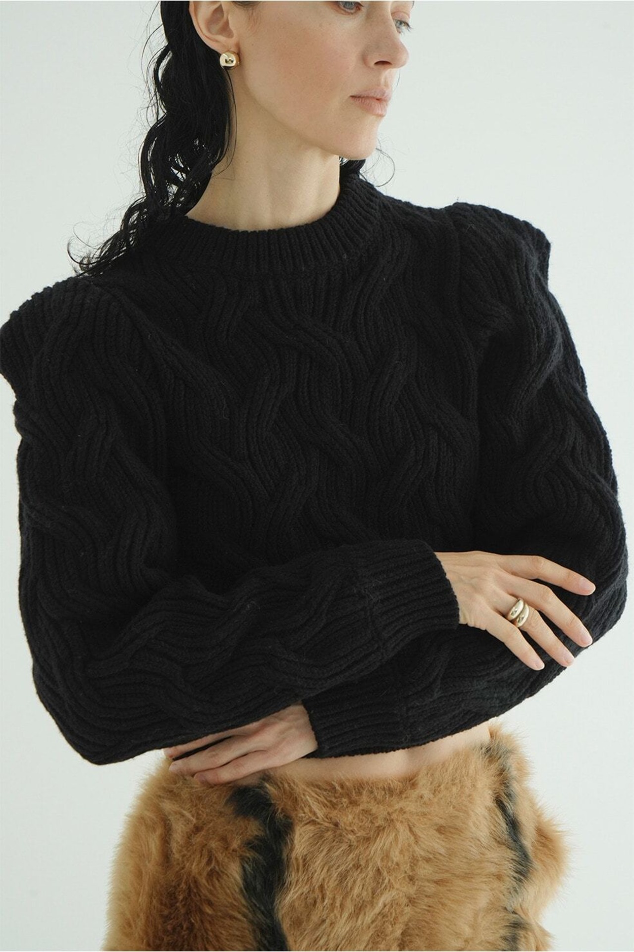 CLANE CABLE SHORT KNIT TOPS