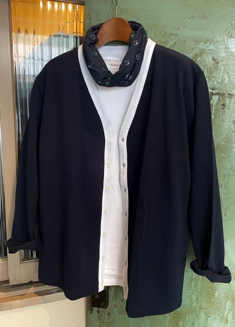 QUOTIDIEN ”V/N LINE CARDIGAN（COTTON 100% PIQUE、鹿の子素材