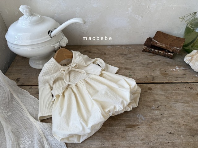 [ macbebe ] balloon one-piece + cardigan set