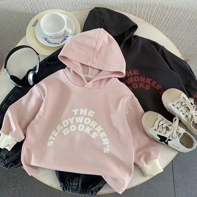 バイカラーアーチ英文パーカー