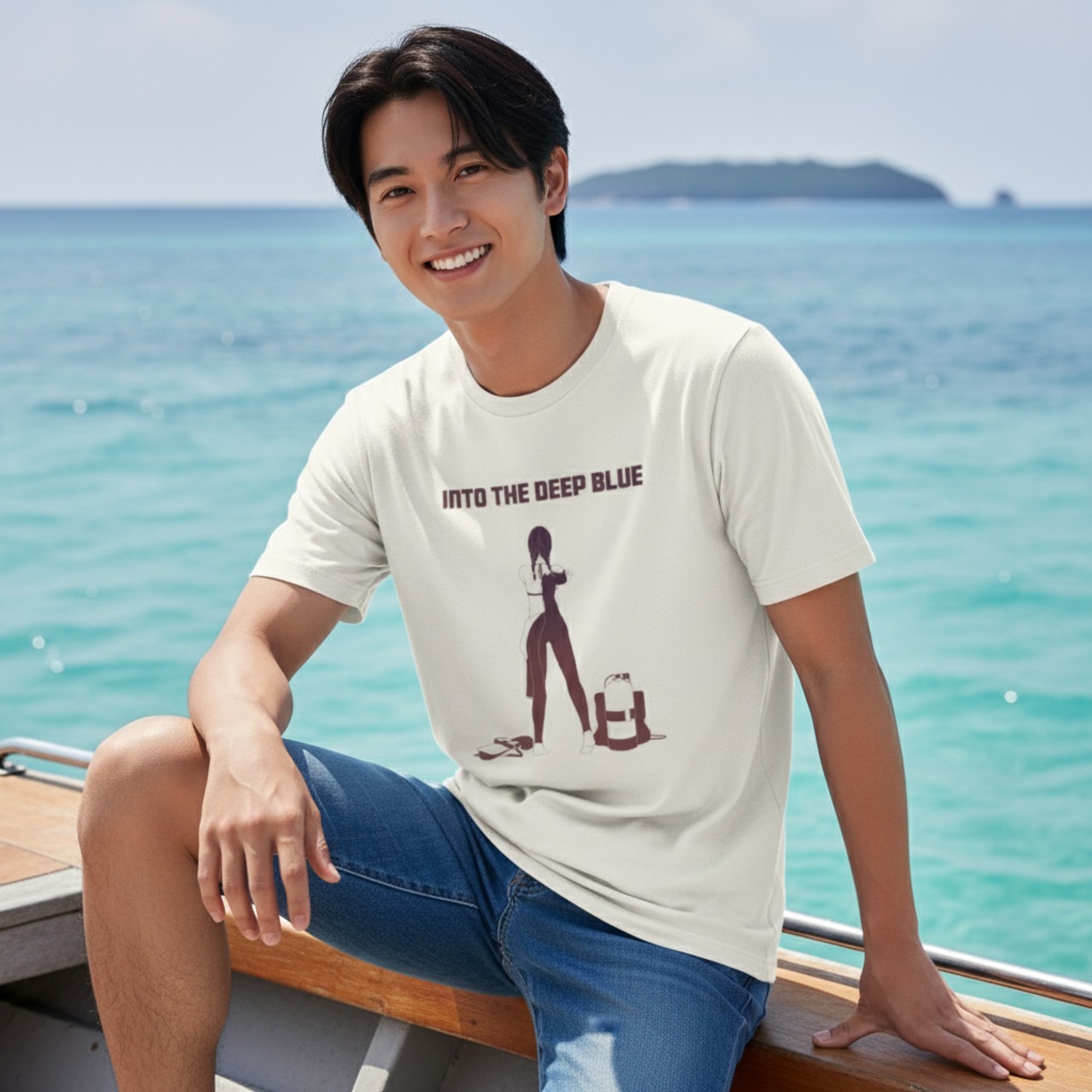 INTO THE DEEP BLUE-Tシャツ(バニラホワイト) - 1