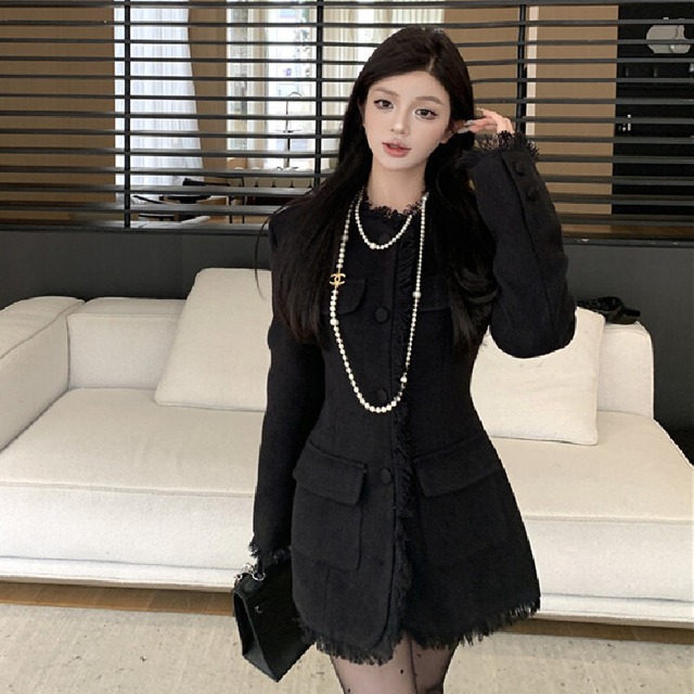 アウター コート シングルブレスト 長袖 シルエット ブラック S M