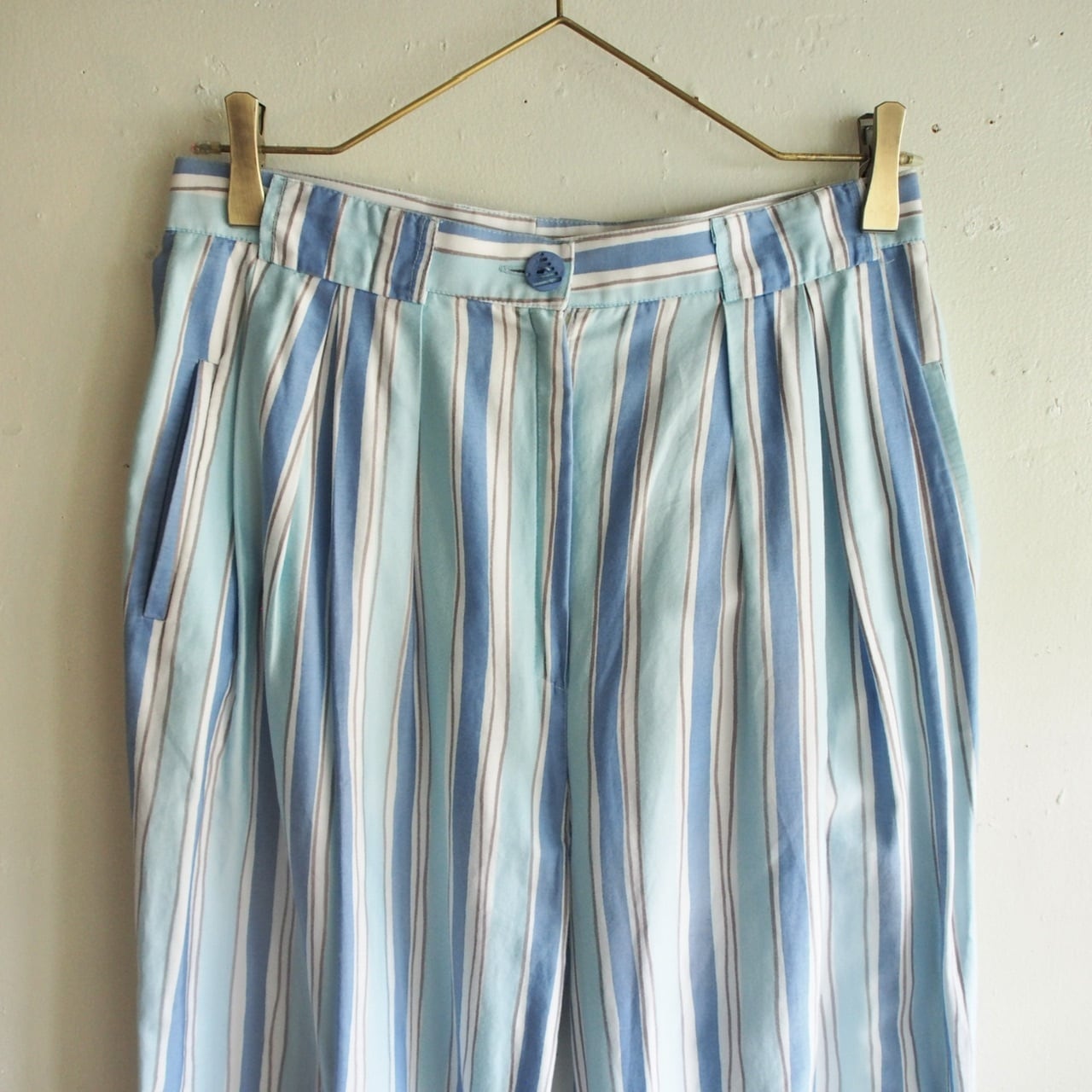 スイス製ブルーのストライプパンツ/Euro vintage stripe pants