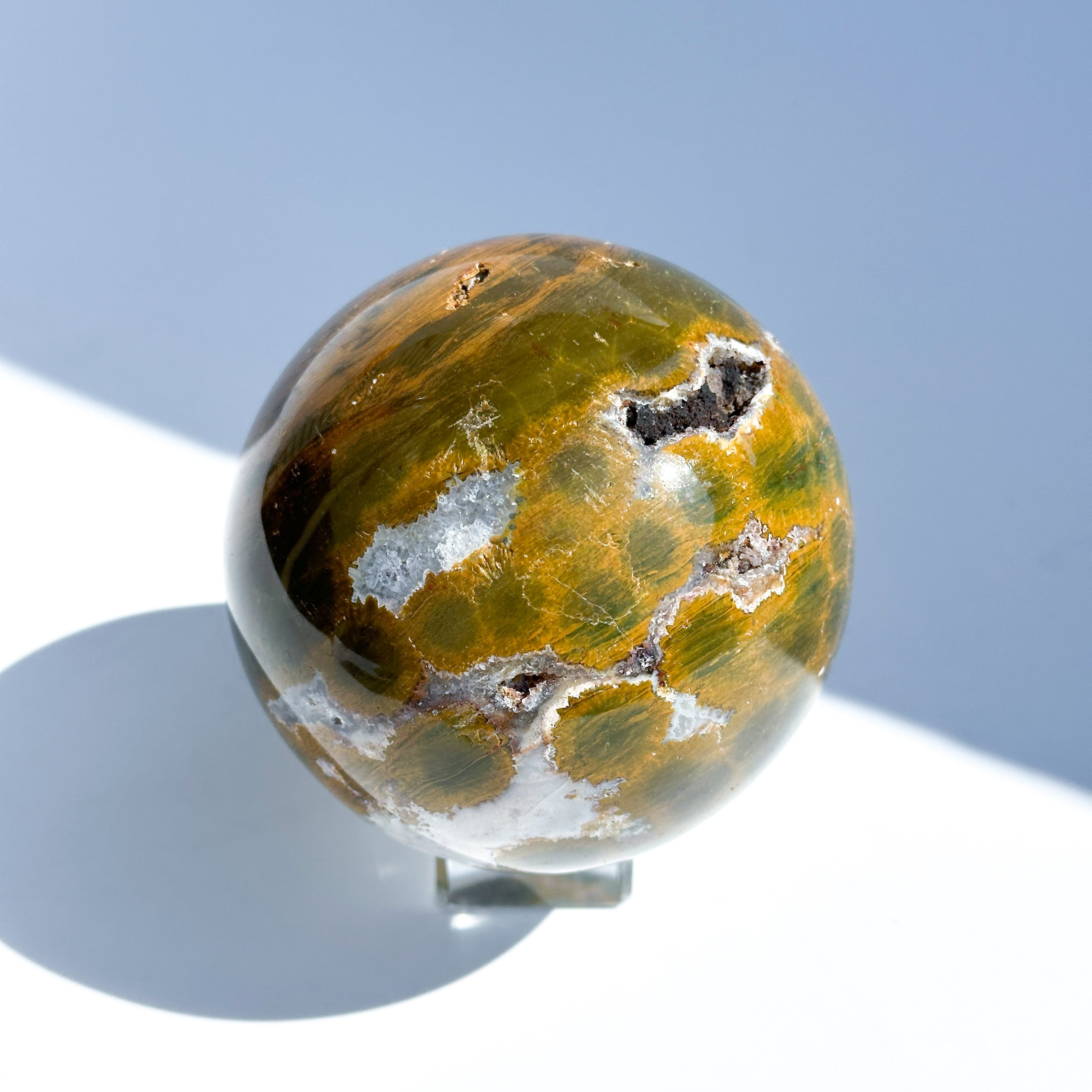 オーシャンジャスパー 湖模様 パワーストーン 天然石スフィア ジオード ラッキー オーシャンジャスパー スフィア11◇Ocean Jasper◇天然石・鉱物