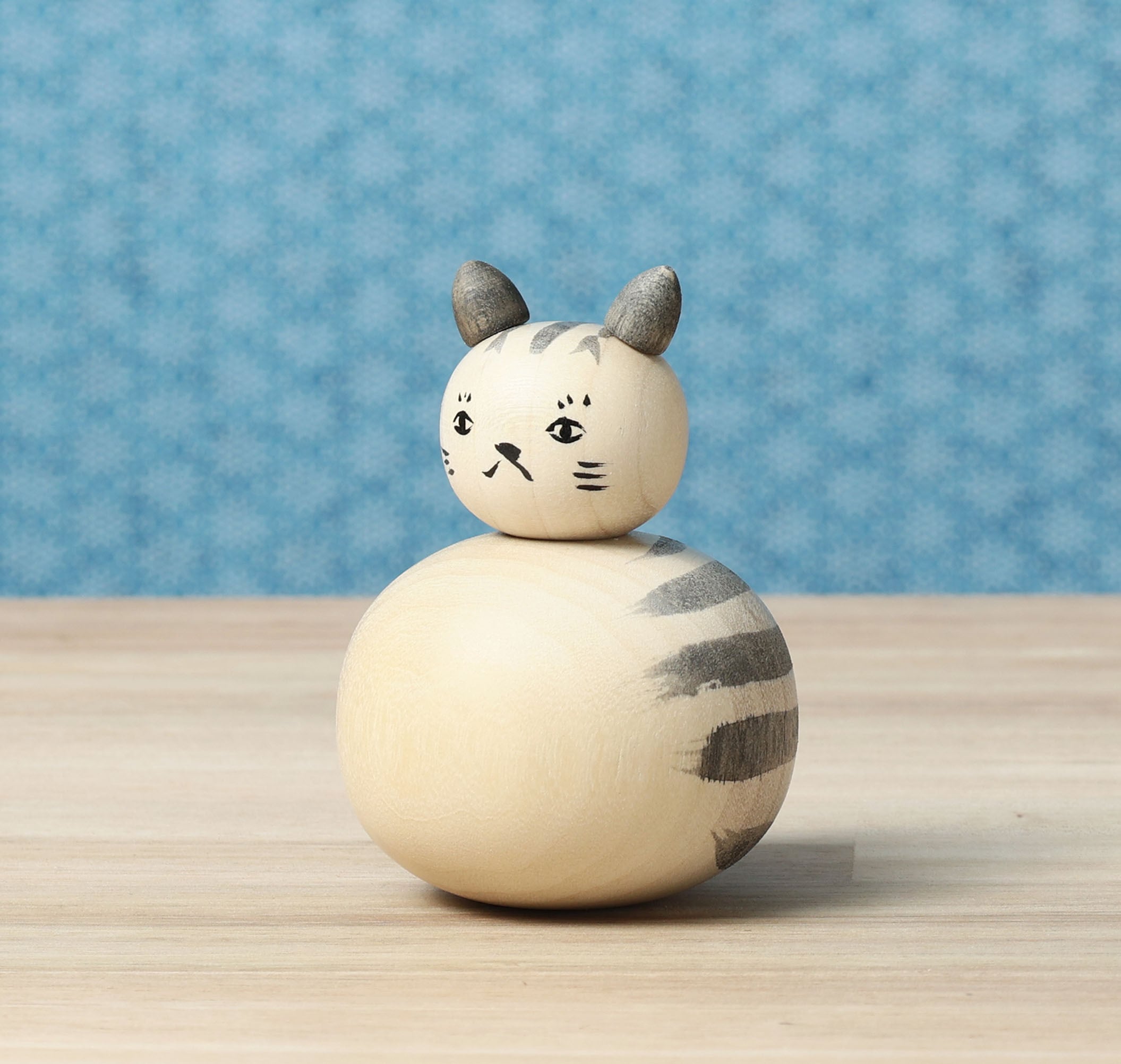 猫こけし-2】遠刈田系 小山芳美工人 7.5cm | Cat kokeshi doll, by