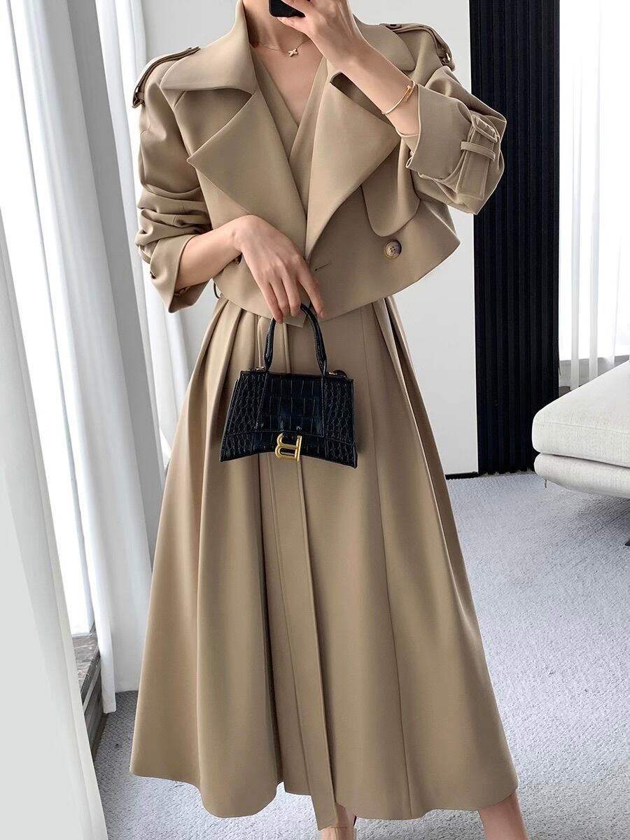 trench jacket long dress setup.1179