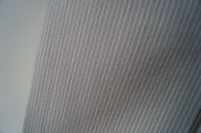 【袷】ライトグレー地　縞文　お召し