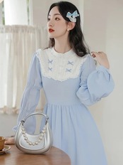 【0254】Frill Ribbon Neck Lolita Long Sleeve Dress