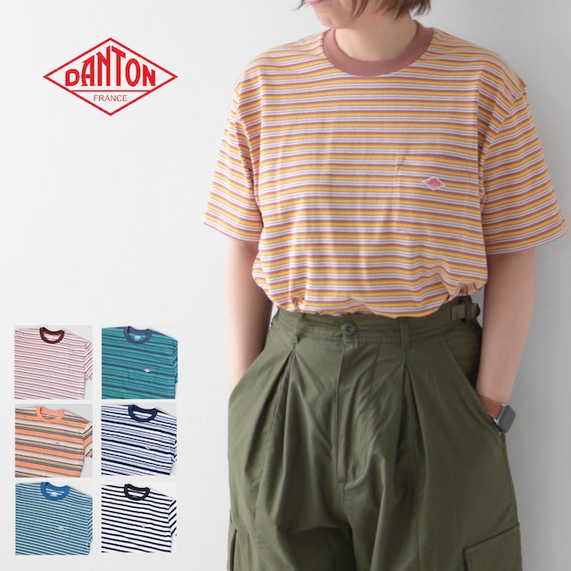 DANTON [ダントン] W POCKET T-SHIRT BODER [DT-C0197TCB-B] ポケットTシャツボーダー・コットンTシャツ・ボーダーTシャツ・LADY'S [2023SS]