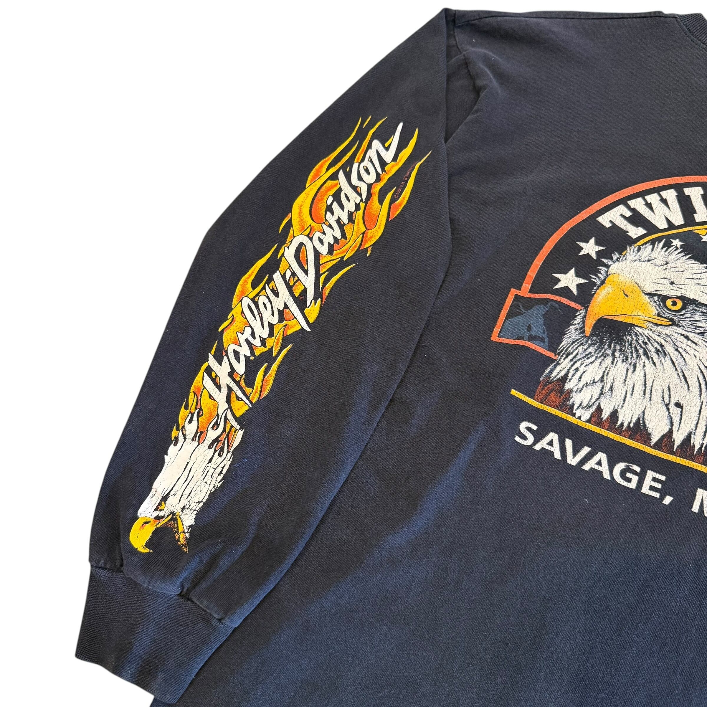 ｲｰｸﾞﾙ×ﾌﾚｲﾑ】90's Harley Davidson L/S T-shirt | spike osu