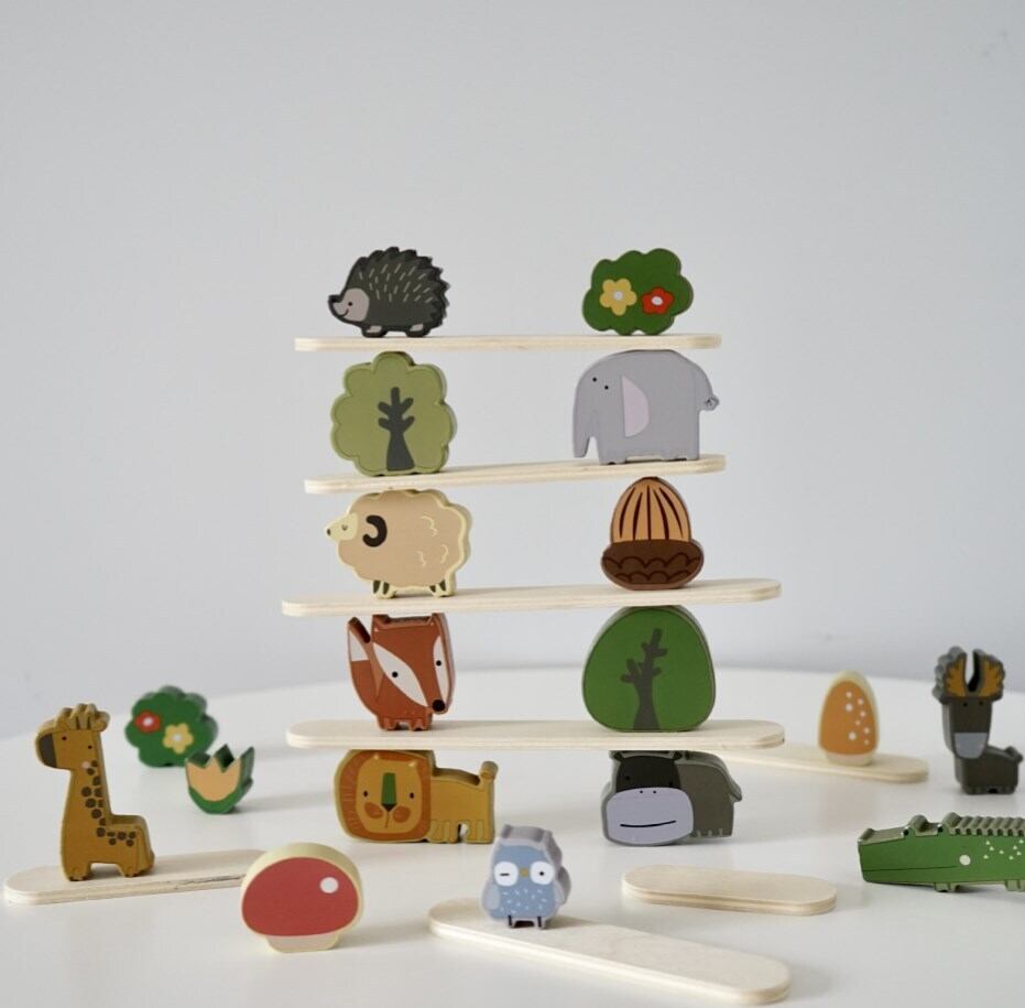 アニマル つみき タワー 木製おもちゃ どうぶつ | Primii