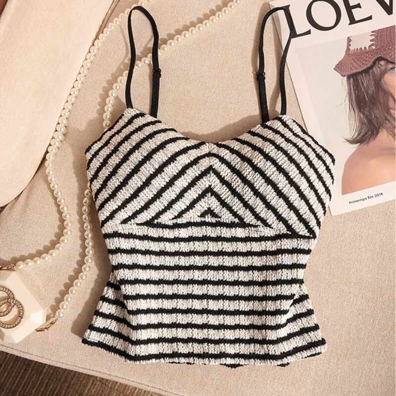 irregular stripes V-neck camisole la1441
