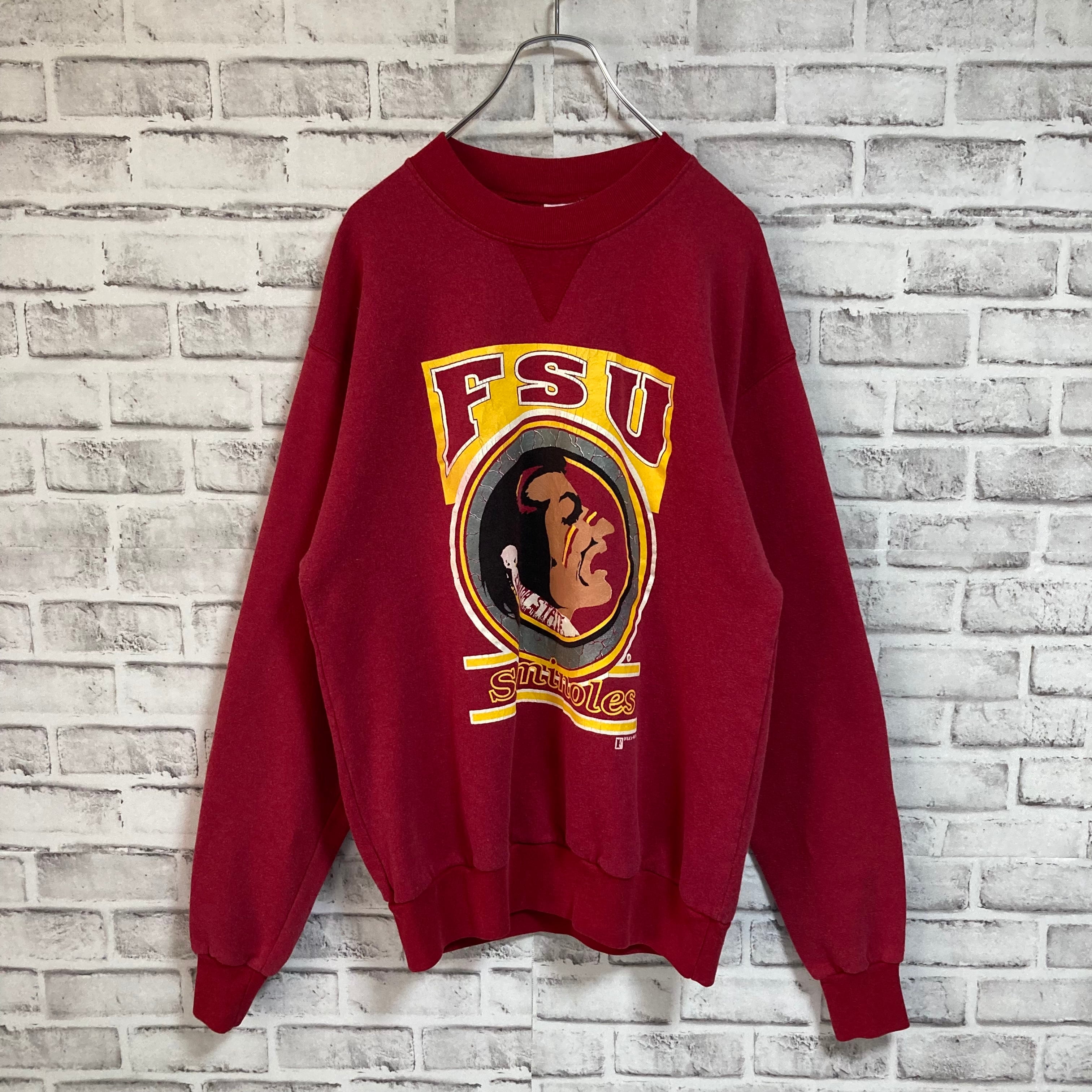 【FLEX WEAR】L/S Sweat L 90s Made in USA “Florida State University Seminoles”  フロリダ州立大学 カレッジモノ チームモノ スウェット トレーナー USA製 カレッジロゴ チームロゴ ボルドー ワインレッド アメリカ USA ...