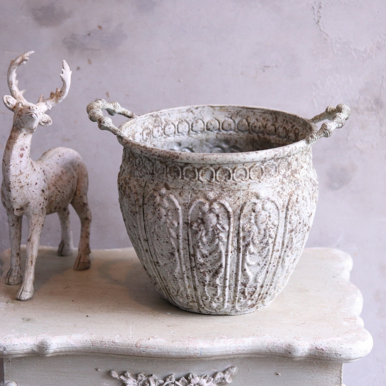 S木さま専用ページmondimanche 植木鉢　デコレハンドルサークルMW｜シャビーシック　寄せ植えして飾ると素敵なガーデンになる　UF630