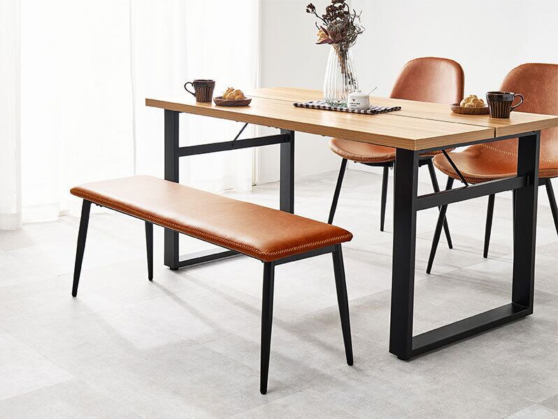 レザーベンチ キャメル　ダイニングベンチ イス チェア ヴィンテージ調レザーベンチ【キャメル】 | カフェテーブル&チェア専門