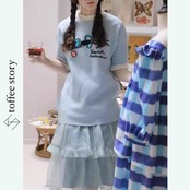 夢見る乙女のためのミントグリーン：シルクのケーキスカート XU0074