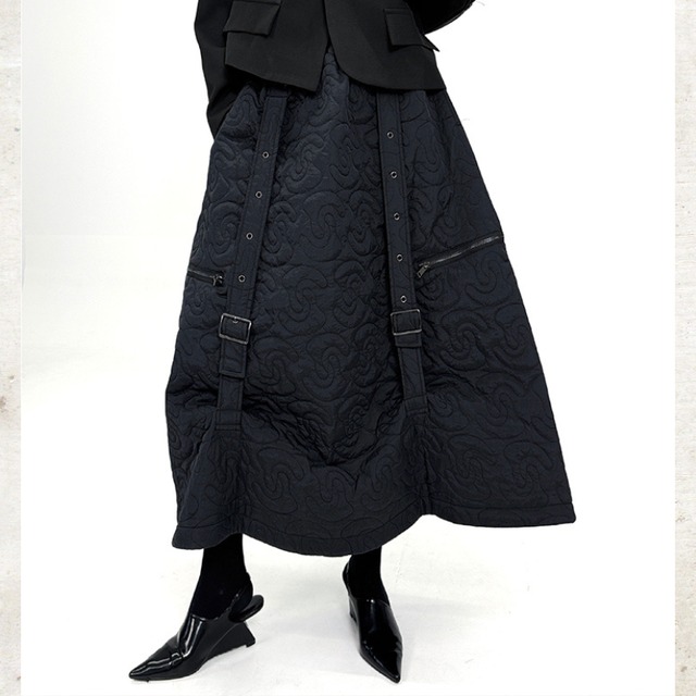 Buckle Strap Quilted Skirt　H0476