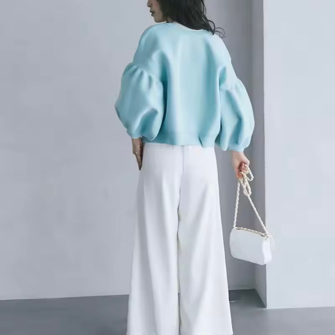 lantern sleeve knit cardigan