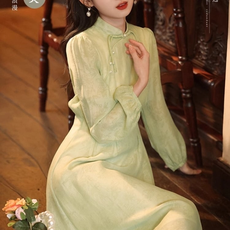 クラシカルジャカード　ロングワンピース　2カラー　YS00043