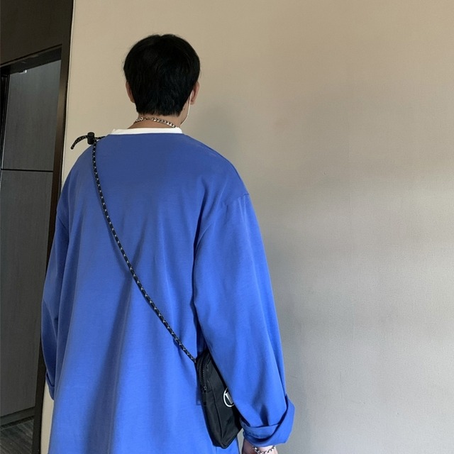 長袖 Tシャツ 重ね着風 オーバーサイズ クルーネック ルーズ カジュアル ユニセックス 韓国ファッション E Eaglerose イーグルローズ 韓国メンズファッション通販サイト