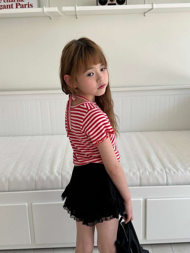 [即納5号/9号]≪ELLY MOLLY≫V-double frill skirt black 20