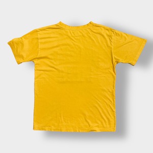 【P2】刺繍 カレッジロゴ コロラド州立大学 Tシャツ COLORADO STATE アーチロゴ L 袖ロゴ イエロー US古着
