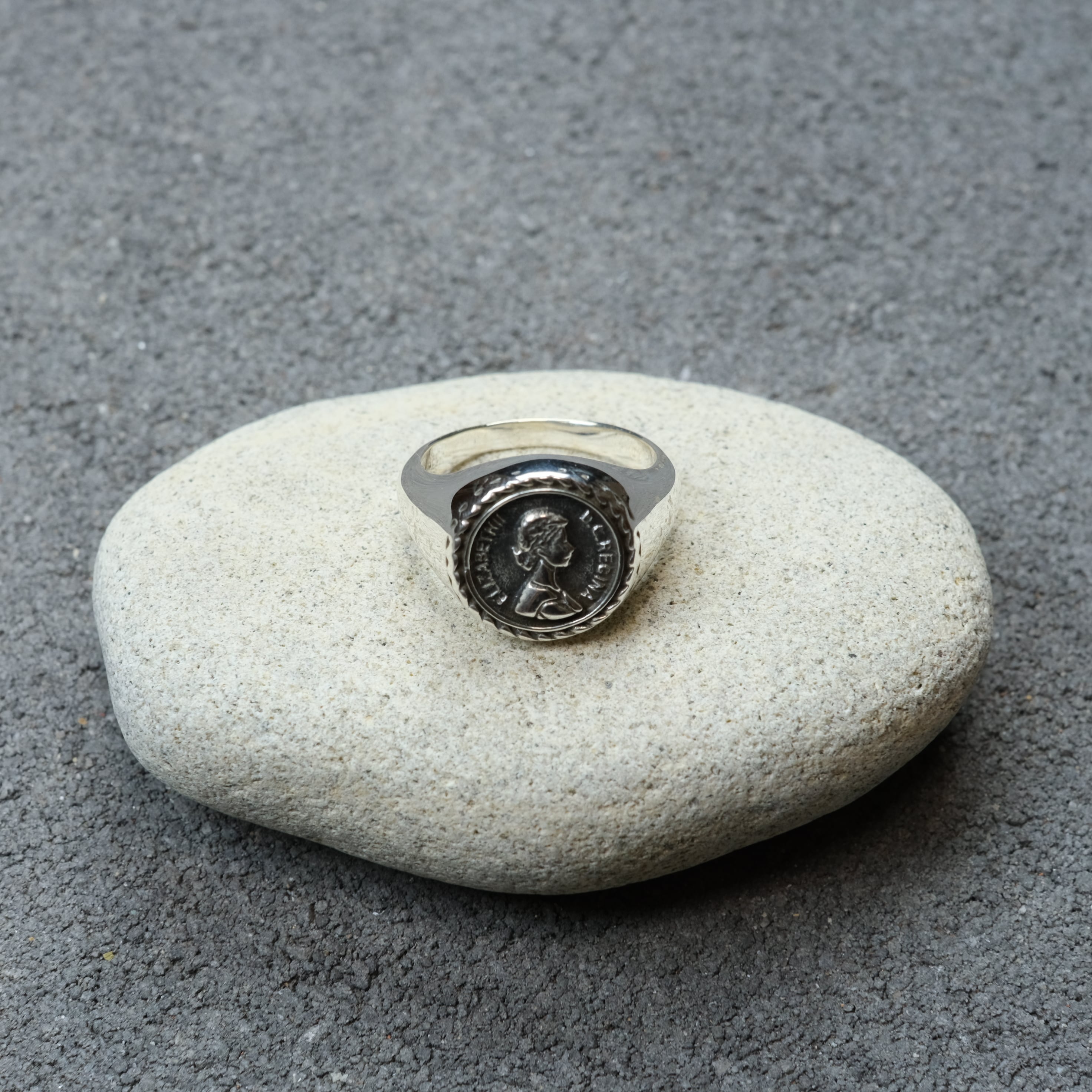 シルバー925 Silver エリザベス女王コインリング/軽研磨仕上げ/19号