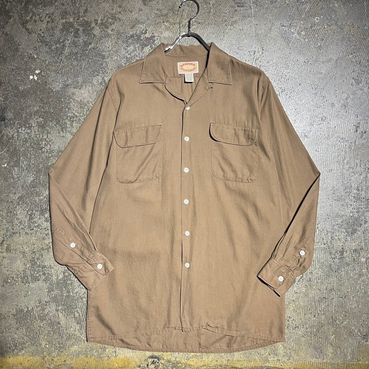 80s BANANA REPUBLIC Cotton×Rayon Open Collar Shirt "Hand Stitch"