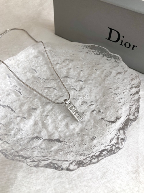 Christian Dior クリスチャン ディオール ネックレス シルバー DIORロゴ プレート vintage ヴィンテージ オールド tbk25j