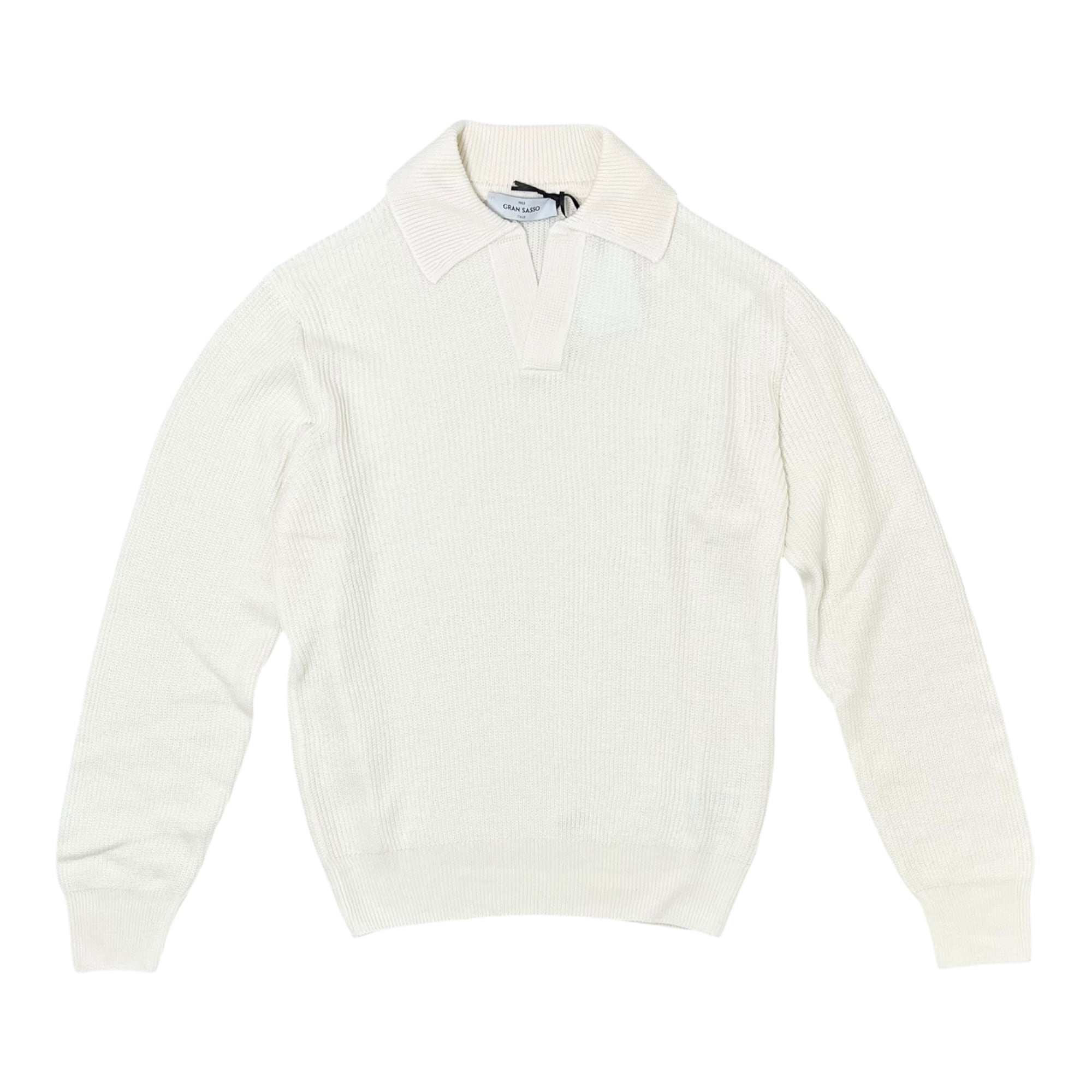 GranSasso(グランサッソ)  Linen/Cotton Skipper knit(23160/18658/001)/WHITE
