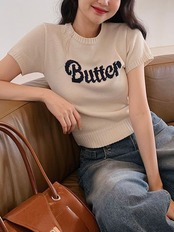 Butterロゴ半袖ニット