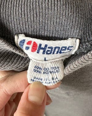 -Hanes- Vintage 80s L Henley Neck Sweat made in USA