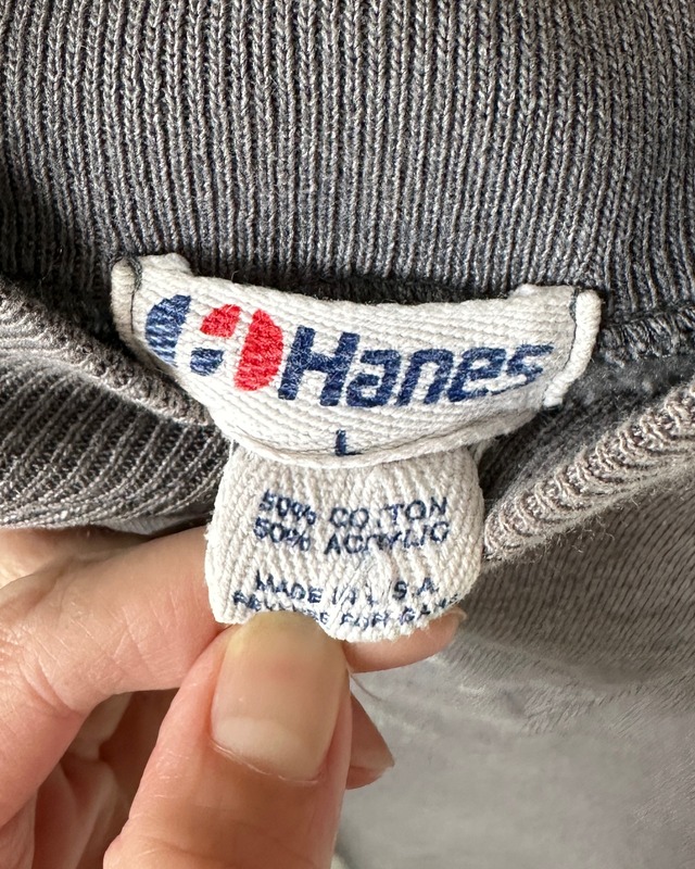 -Hanes- Vintage 80s L Henley Neck Sweat made in USA