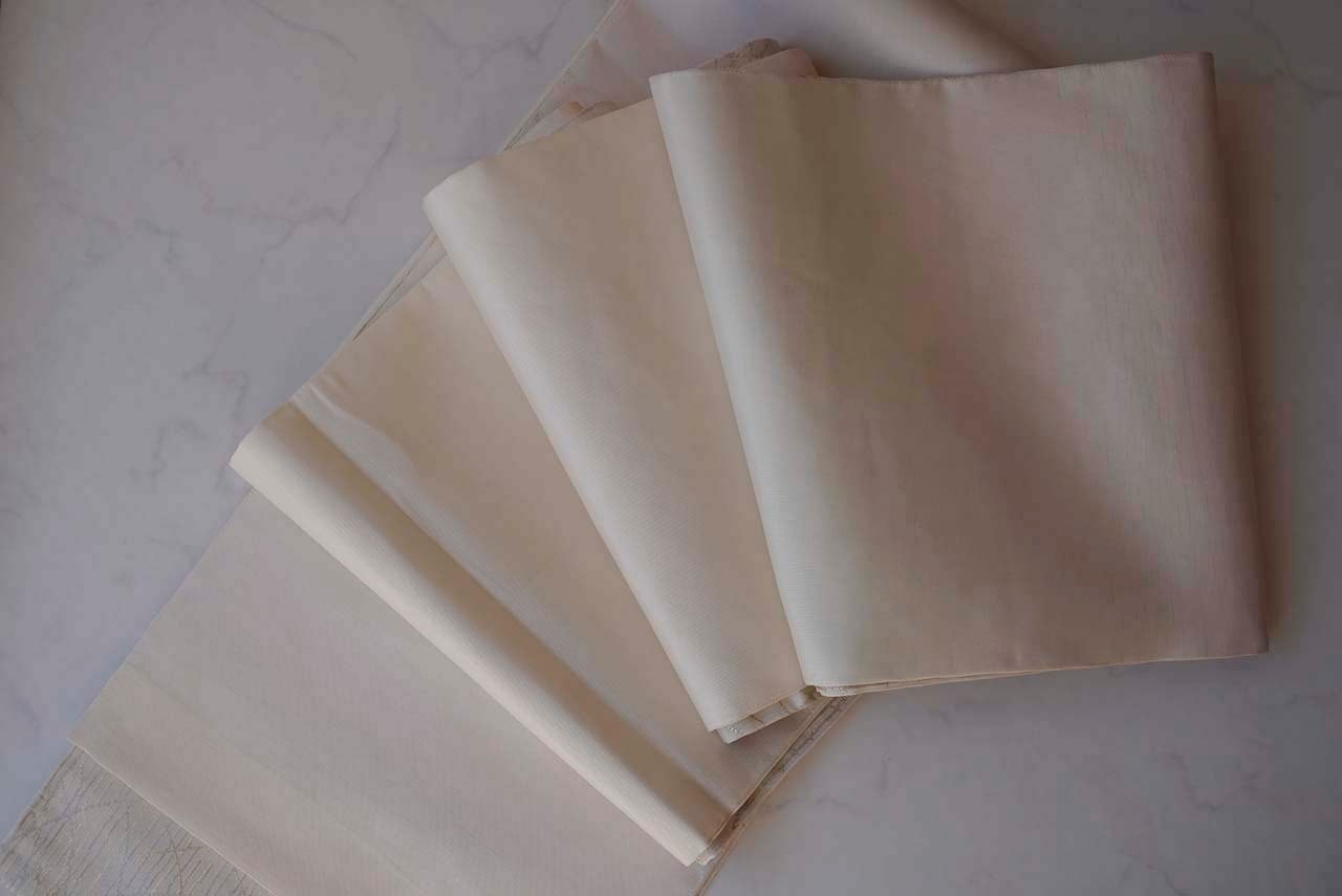 ふくろ帯】川島織物 生成り色 抽象横段文 ふくろ帯 | 大山キモノ・ちぇ