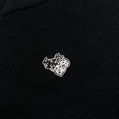 Black & White ブラックアンドホワイト ケーブル編み Vネック ウールニットベスト サイズ M /ブラック&ホワイト/ゴルフ/日本製