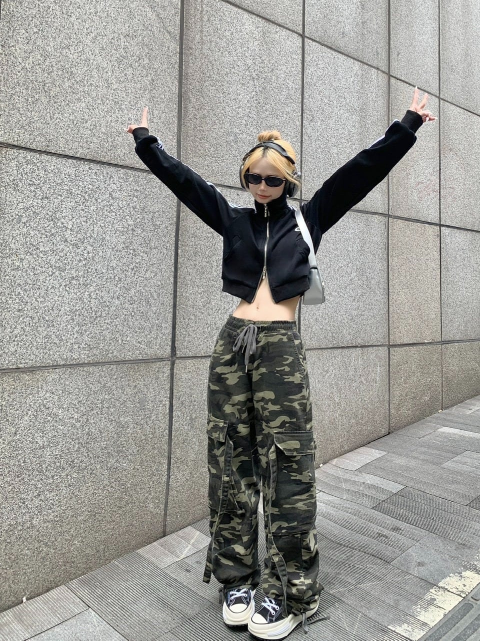 韓国通販 dgo】トラックジャケット＆カモフラージュパンツ(W3903