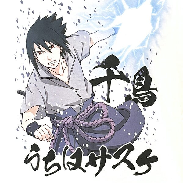 NARUTO(ナルト) うちはサスケ千鳥 Tシャツ(ホワイト) Lサイズ アパレル