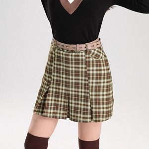 チェックスカート　ブラウン　プリーツスカート