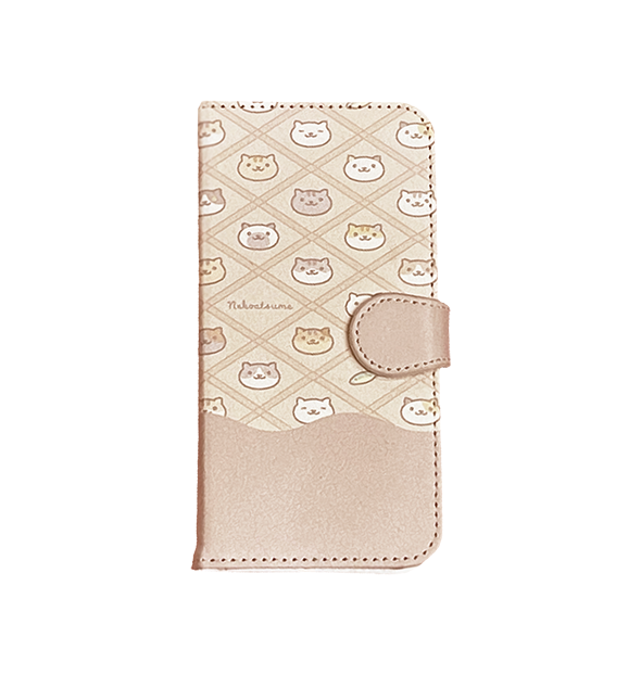 【iPhone 13】【ねこあつめ(モカ)】手帳型ベルト付きスマートフォンケース