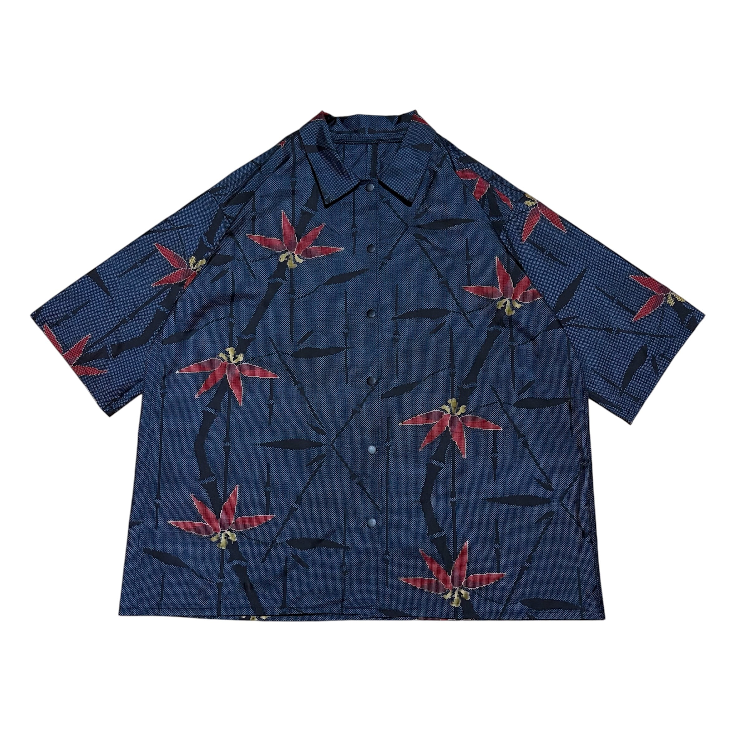本場大島紬 着物リメイク カシュクールワンピース 舞花文様 9マルキ