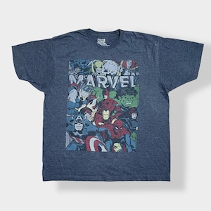 【MARVEL】2XL ビッグシルエット ロゴ プリント オフィシャル 公式 Tシャツ アベンジャーズ スパイダーマン アイアンマン マイティソー ハルク キャプテンアメリカ  アメコミ マーベル メキシコ製 半袖 US古着