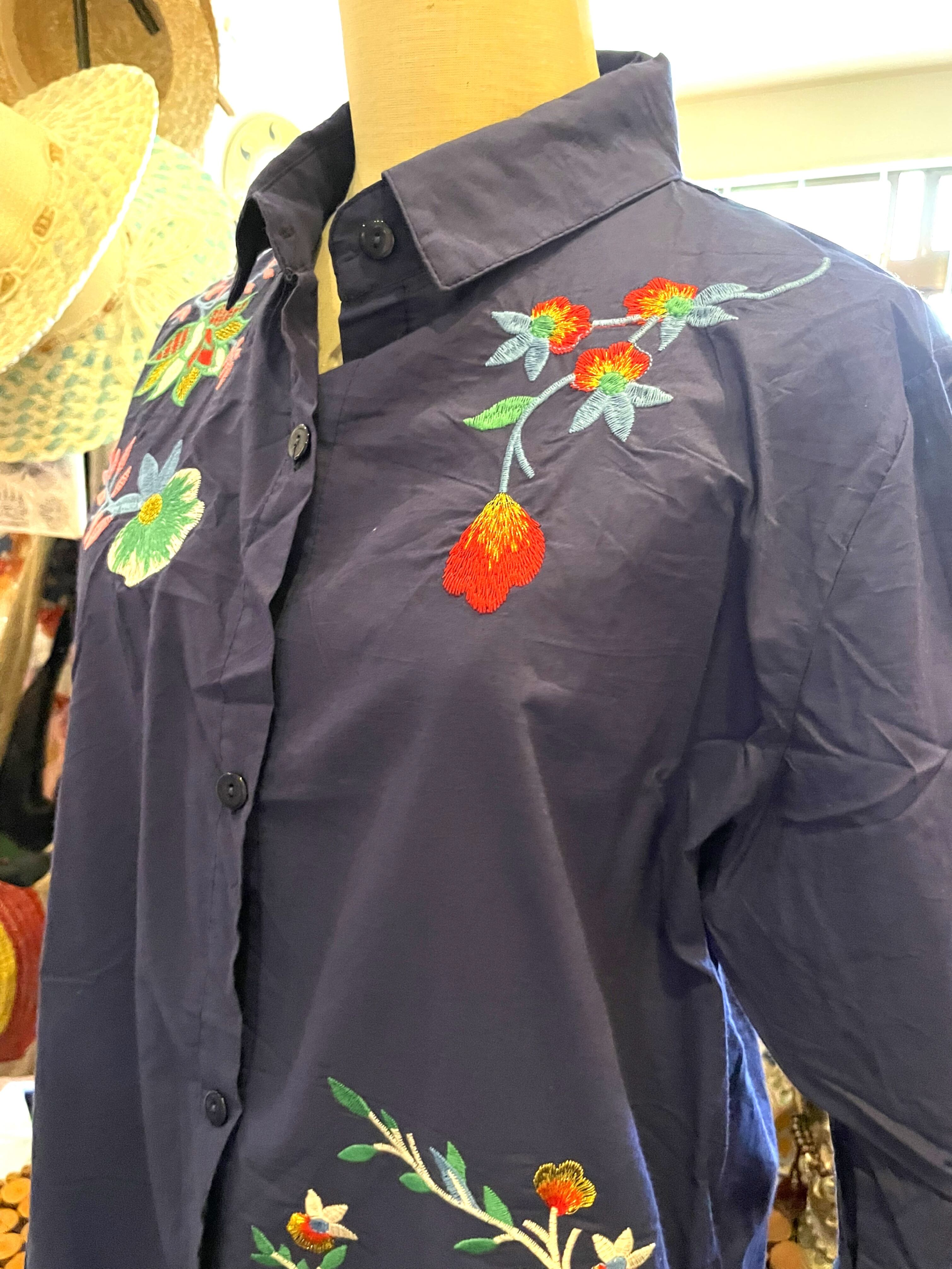 半袖 半袖シャツ 七分袖 シャツ 刺繍ブラウス ブラウス チュニック