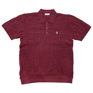 LOGO JACQUARD KNIT POLO -BURGUNDY-